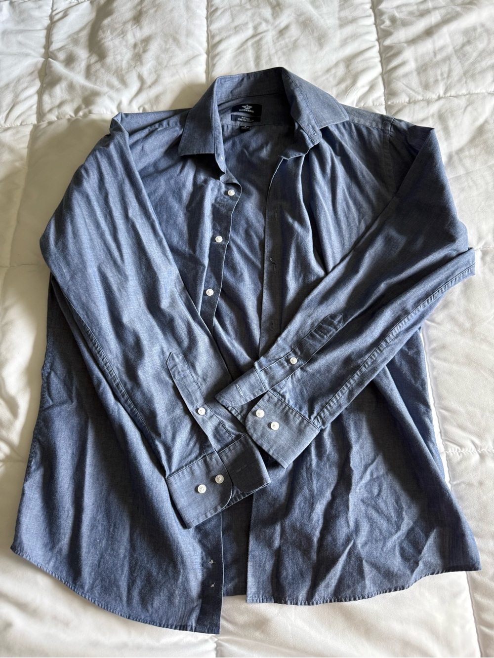 Dockers Men's Solid Chambray Button-Up Shirt in Blue